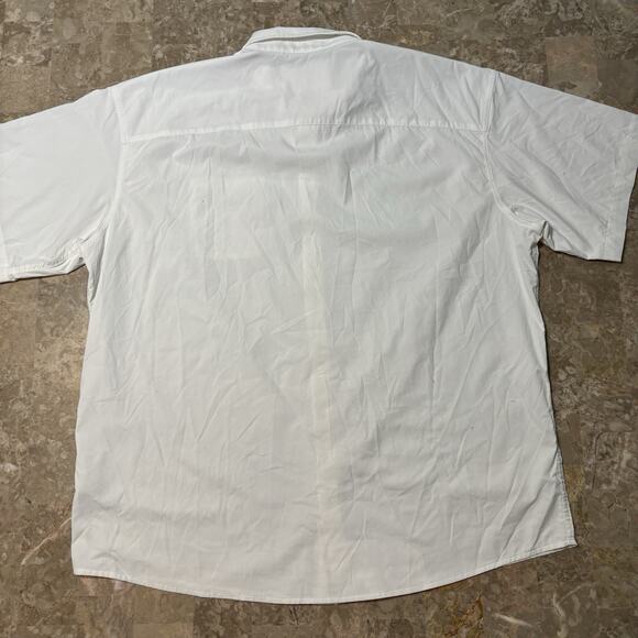Poncho Shirt Mens XL White Short Sleeve Button Woven Fishing Vented - Picture 10 of 13